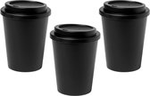 OneTrippel - Gobelets à café réutilisables - 3 pièces - 300 ml - Tasse à café durable - Coffee to go - Cup To Go - Plastique certifié de qualité alimentaire - Zwart