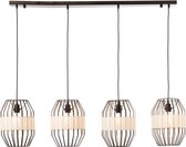 Brillant | Helling hanglamp 4-vlammig zwart/naturel | 4x A60, E27, 52W, geschikt voor normale lampen (niet meegeleverd)