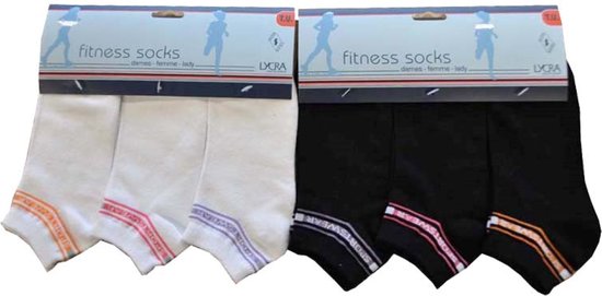 Dames enkelkousen fitness fantasie sportwear11 - 6 paar gekleurde sneaker sokken - 36/41