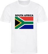 Zuid-Afrika - South Africa - T-shirt Wit - Voetbalshirt - Maat: 122/128 (S) - 7 - 8 jaar - Landen shirts