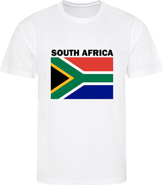 Zuid-Afrika - South Africa - T-shirt Wit - Voetbalshirt - Maat: 122/128 (S) - 7 - 8 jaar - Landen shirts