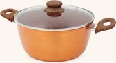 Livington Copper & Stone Pot | 4 liter steelpan | steelpannenset incl. deksel 24cm | antiaanbaklaag | binnenste stenen coating voor perfecte warmteverdeling | geschikt voor alle soorten fornuizen