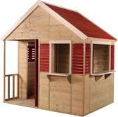 Speelhuisje voor de tuin / buiten - Zomervilla - XL 120 x 155 cm - Rood - FSC hout - EU product