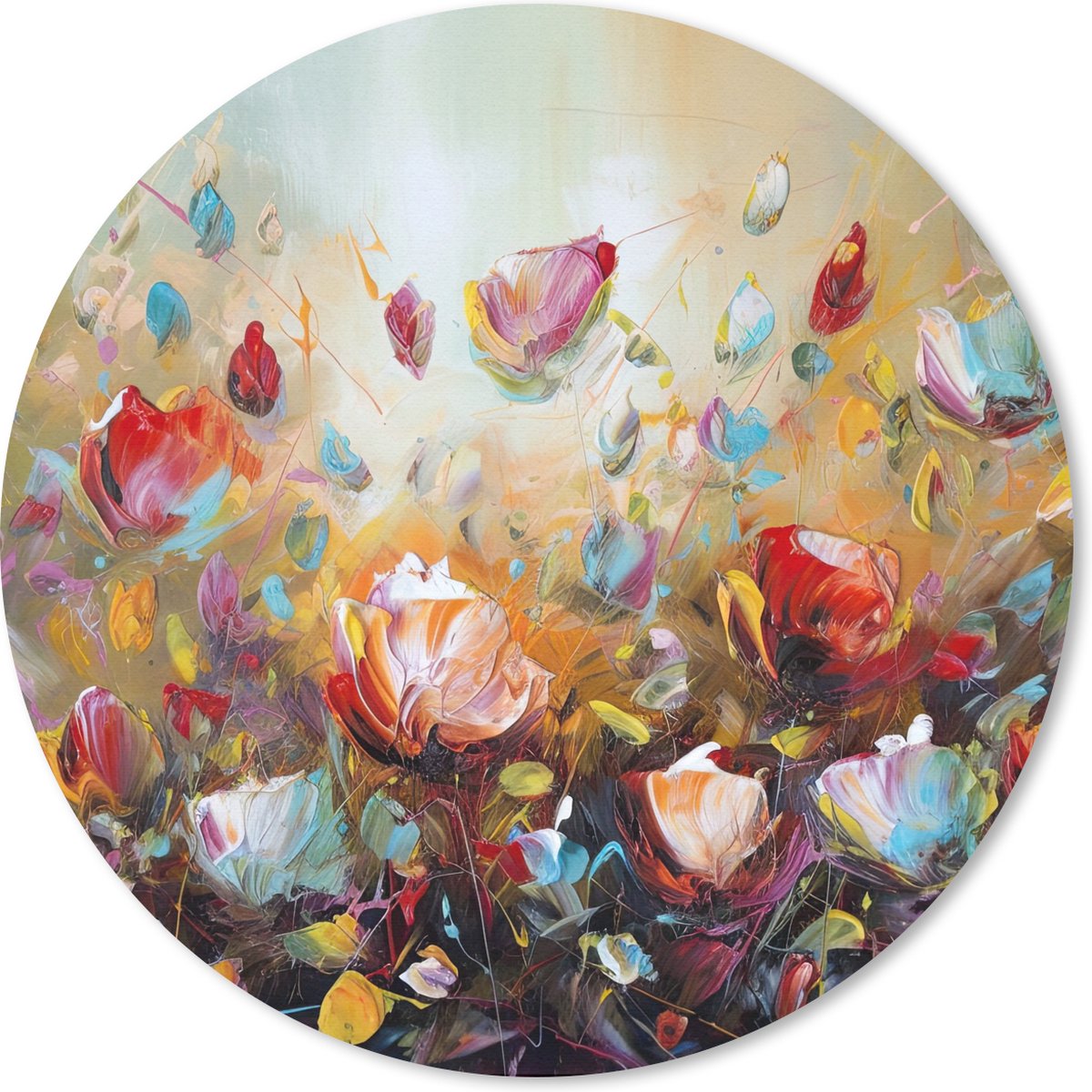 Muismat rond 20x20 cm - Mousepad Bloemen - Kunst - Natuur - Olieverf - Ronde muismatten