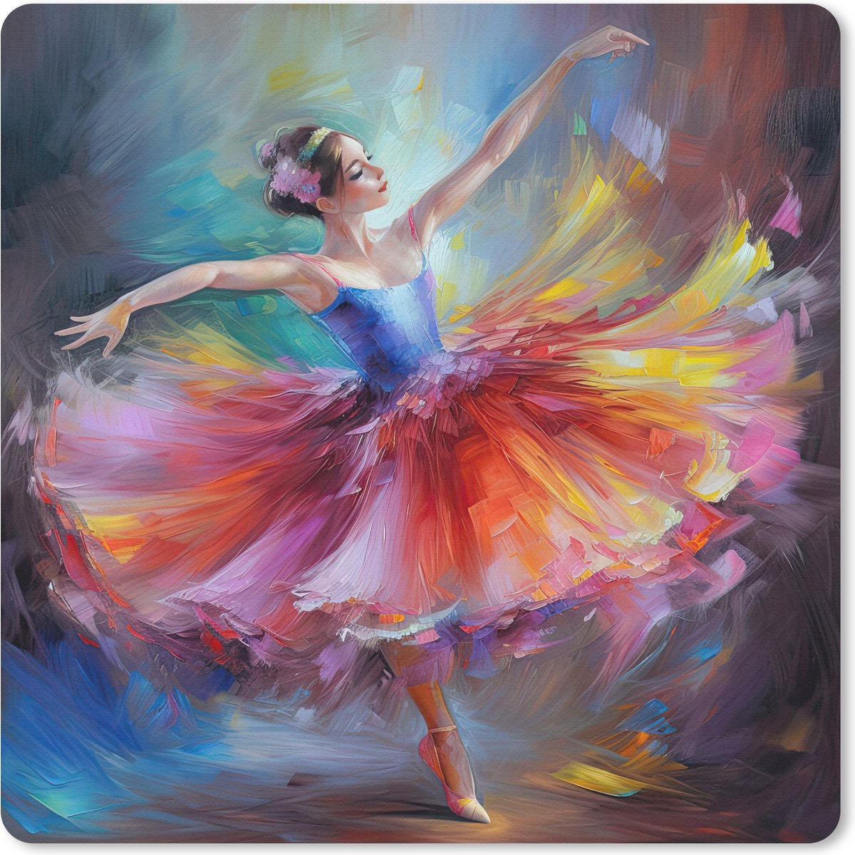 Muismat 30x30 cm - Mousepad Schilderij - Olieverf - Dans - Ballerina - Muismatten