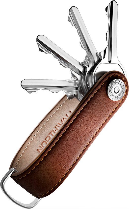 Porte-clés / organisateur de clés Northwall - 100% cuir véritable (marron) - Multitool Kechain - 2 à 10 clés