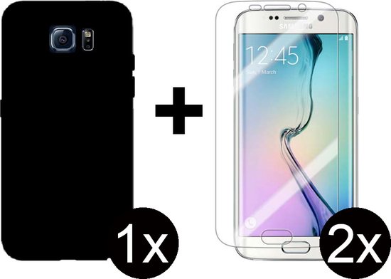 Coque Samsung S6 Coque en Siliconen Zwart - Coque Samsung Galaxy S6 - 2x  Protecteur... | bol