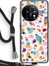 Case Company® - Hoesje met koord geschikt voor OnePlus 11 hoesje met Koord - Terrazzo Memphis - Telefoonhoesje met Zwart Koord - Bescherming aan alle Kanten en Over de Schermrand