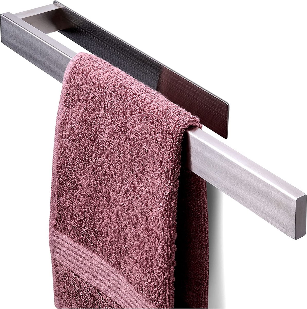Handdoekhouder zonder boren - 40 cm - roestvast roestvrij staal-houdt Bomvast - snelle montage-milieuvriendelijke verpakking (Zilver)