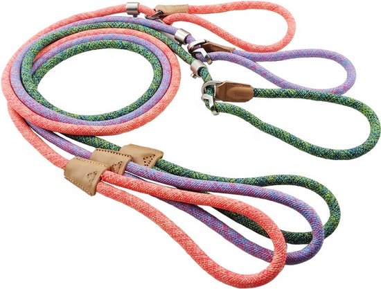 Leashr Hondenriem - Retrieverlijn - Dubbele Stop - Leiband met Halsband - Half Slip - Groen - Kwaliteit - 1 CM x 170 CM