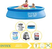 Intex Easy Set Zwembad - Opblaaszwembad - 244x61 cm - Inclusief Afdekzeil, Filter, Zoutsysteem en Zout