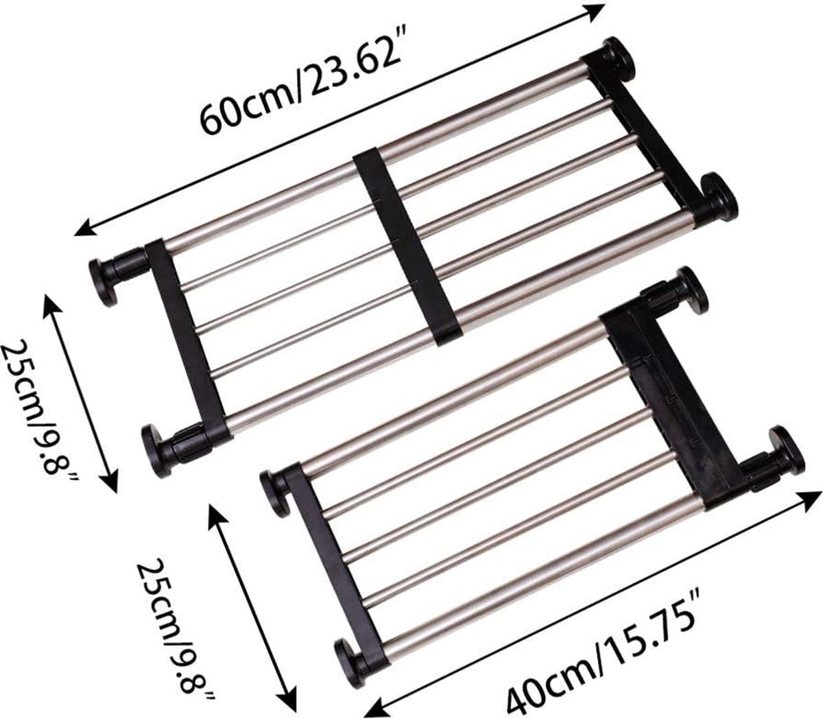 Uitbreidbare kast brancard plank verstelbaar metalen opbergrek kast organisator doe-het-zelf verdelers verdelers planken voor garderobekast keuken badkamer zwart 40-60cm