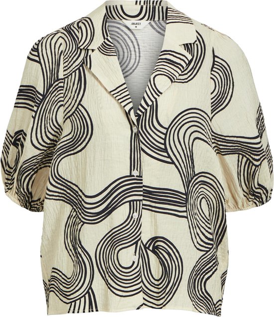 Objsanne L S Shirt Aop Shirt Black Aop Sandshell Abstract