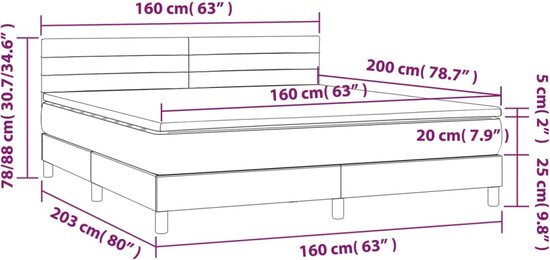 vidaXL - Boxspring - met - matras - stof - taupe - 160x200 - cm