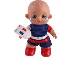Falca Voetbalbaby Met Schmink Frankrijk 20 Cm - Groen ogen