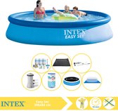 Intex Easy Set Zwembad - Opblaaszwembad - 396x84 cm - Inclusief Solarzeil Pro, Onderhoudspakket, Zwembadpomp, Filter, Grondzeil, Stofzuiger en Solar Mat