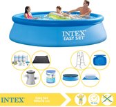 Intex Easy Set Zwembad - Opblaaszwembad - 305x76 cm - Inclusief Afdekzeil, Onderhoudspakket, Filter, Grondzeil, Solar Mat, Trap en Voetenbad