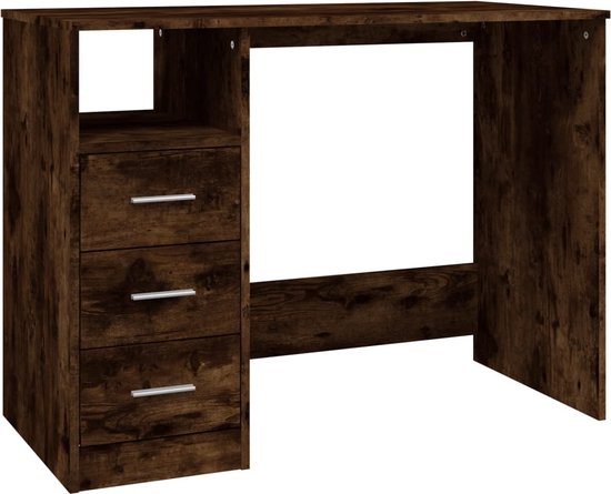 vidaXL - Bureau - met - lades - 102x50x76 - cm - bewerkt - hout - gerookt - eikenkleurig