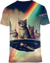 UFO Cats - Space kitty's Maat L - Crew neck - Festival shirt - Superfout - Fout T-shirt - Feestkleding - Festival outfit - Foute kleding - Kattenshirt