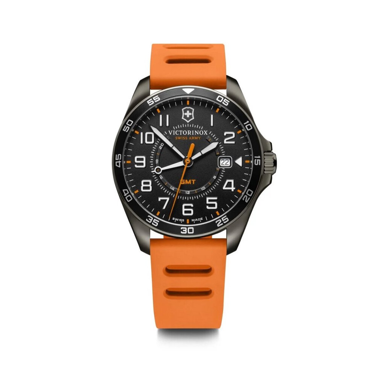 Victorinox Swiss Army FieldForce GMT Horloge - Victorinox Swiss Army heren horloge - Zwart - diameter 42 mm - kleur gecoat roestvrij staal