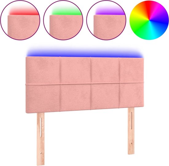 Hoofdbord met randen 83x16x118/128 cm fluweel roze