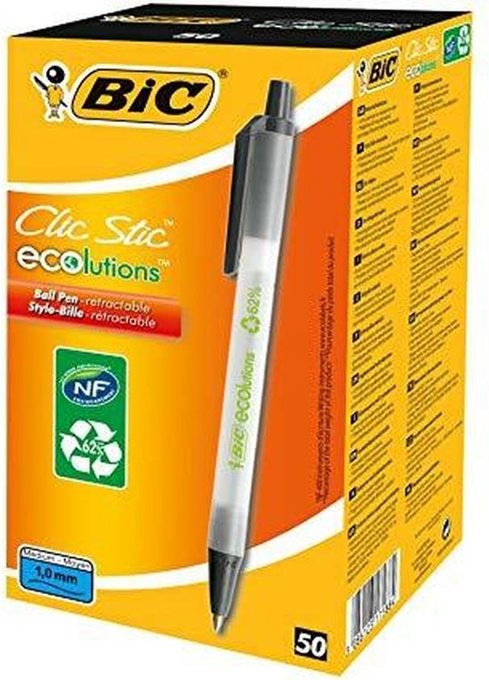 Bic stylo bille M10 Clic Colors, boîte de 50 pièces