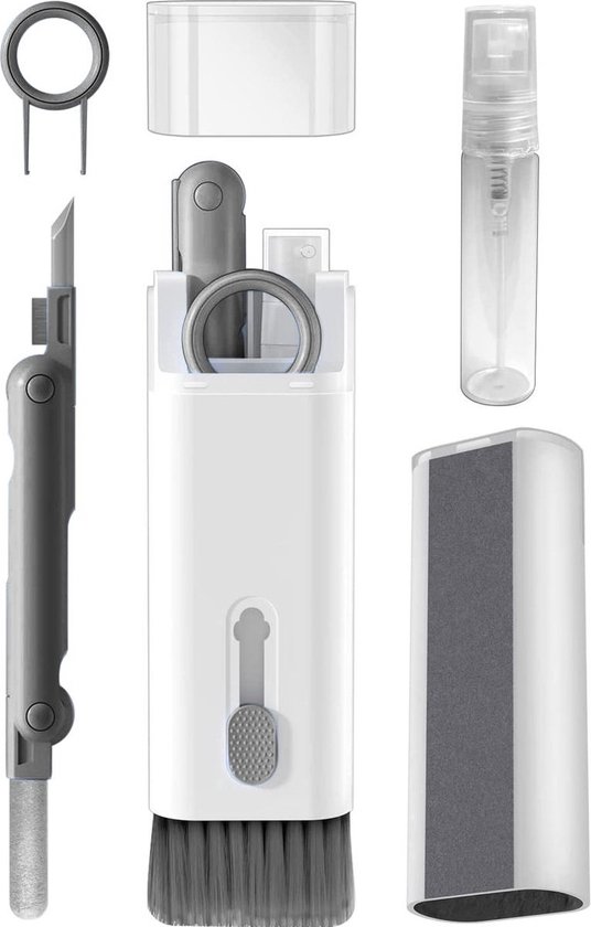 Kit de nettoyage Airpods 7 en 1 - Nettoyant clavier - Nettoyant Airpods - Nettoyant clavier - Kit de nettoyage Airpods - Clavier de nettoyage - Grijs