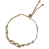 Fako Bijoux® - Dames Armband Infinity Strass Kristal - Verstelbaar - 14-22cm - Cadeau - Verjaardag - Vrouw - Goudkleurig