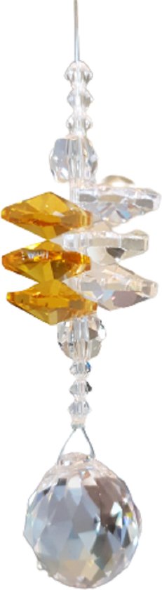 Raamhanger "Roxy" gemaakt van Asfour AAA-Quality Crystals, kleur Geel (Raamkristal, raamhanger, raamdecoratie, fengshui, Baby shower, Kerst hanger, kerst pakket cadeau, in verschillende kleuren.