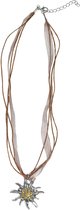 Widmann - Boeren Tirol & Oktoberfest Kostuum - Ketting Strass Edelweiss - Bruin - Bierfeest - Verkleedkleding
