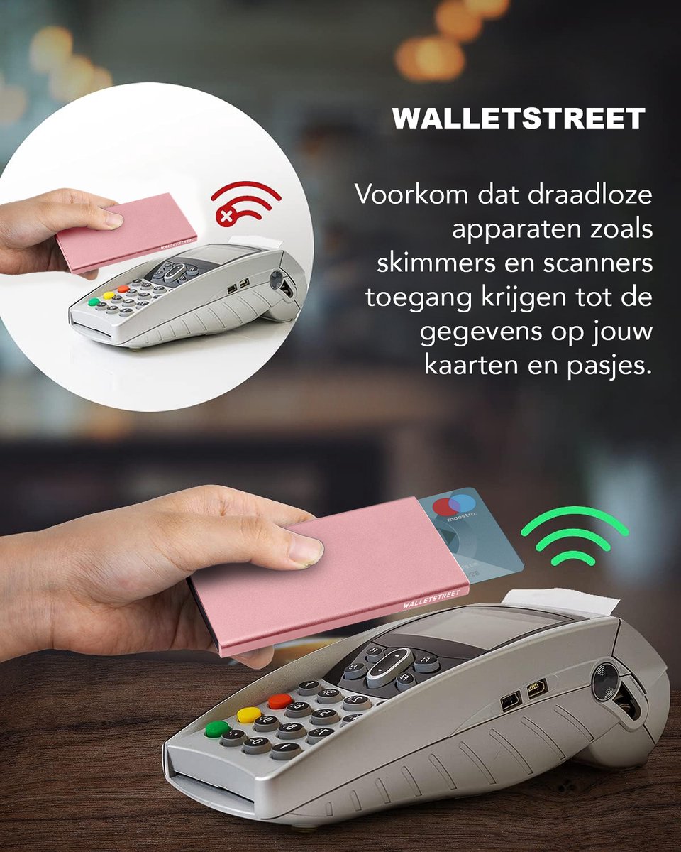 WalletStreet Aluminium Pasjeshouder 8 Pasjes – RFID Creditcardhouder – Compact Design – Roze — cadeau in Mode & Accessoires - foto 4