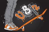 Fotobehang Skater En Skateboard - Vliesbehang - 400 x 280 cm