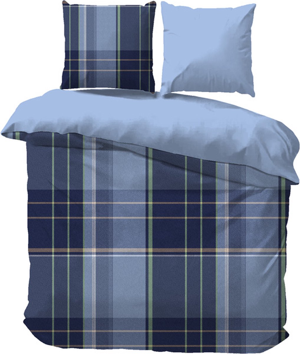 iSleep Dekbedovertrek Mike - Tweepersoons - 200x200/220 cm - Blauw