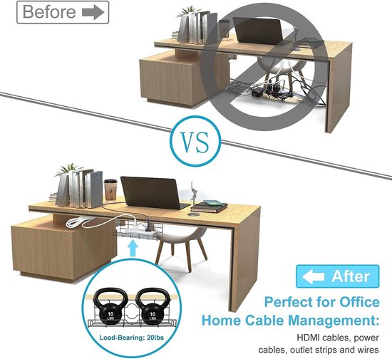 Sans Marque Cable management-Organisateur des câbles sous bureau