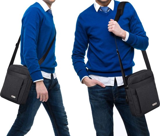 UBAYEE Schoudertas Heren voor iPad Tablet tot 10,5 Inch (25 cm), Tabletvak, Meerdere Vakken, Lichtgewicht, Waterdicht, Klein, Marineblauw