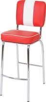 Set de 2 tabourets de bar Avellino, tabouret de bar, tabouret de comptoir, design rétro années 50, cuir artificiel ~ rouge-blanc