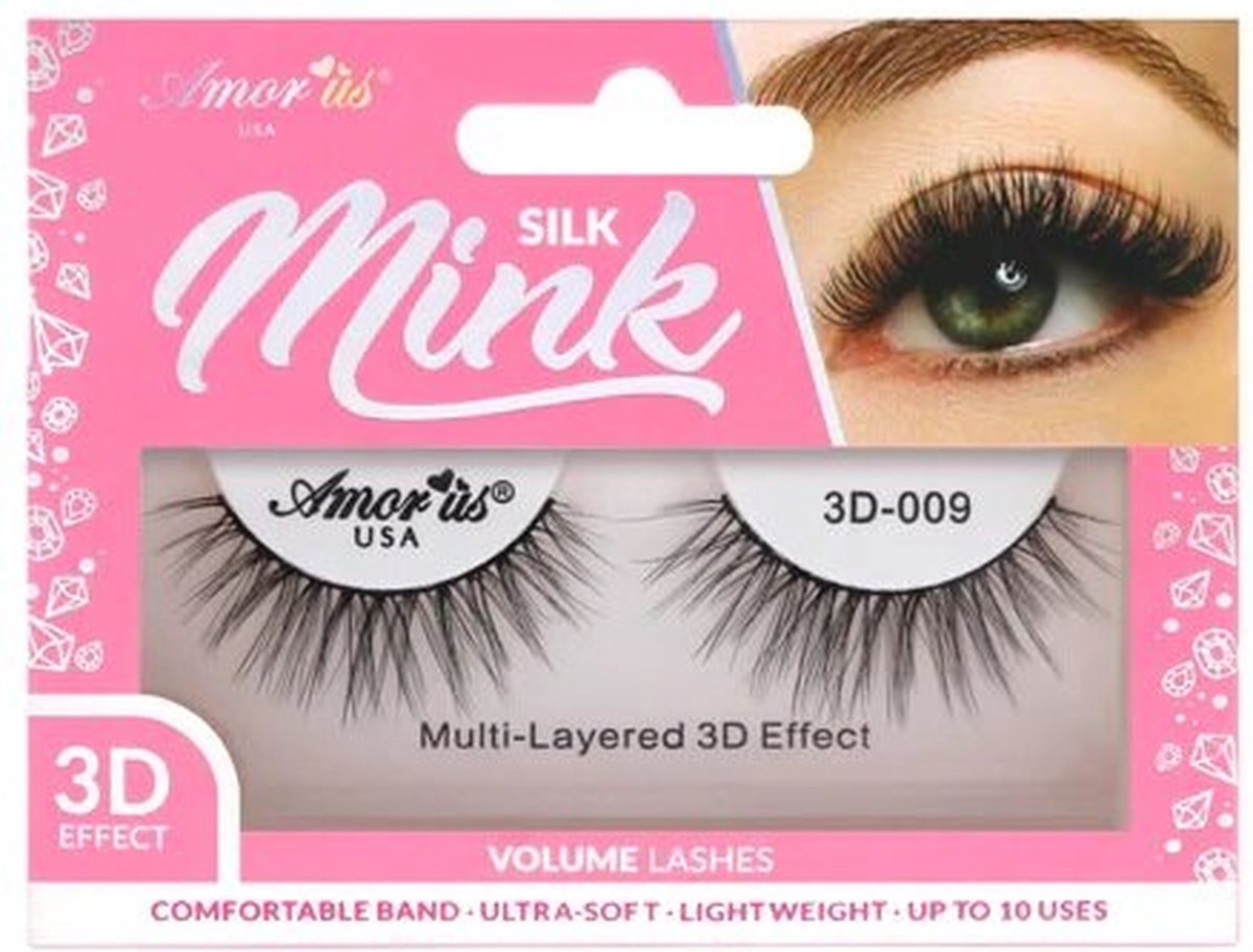 Amor Us Cosmetics - 3D - Silk Mink - VOLUME - Lashes - 3D.009 - Nepwimpers - 20mm - 10 g