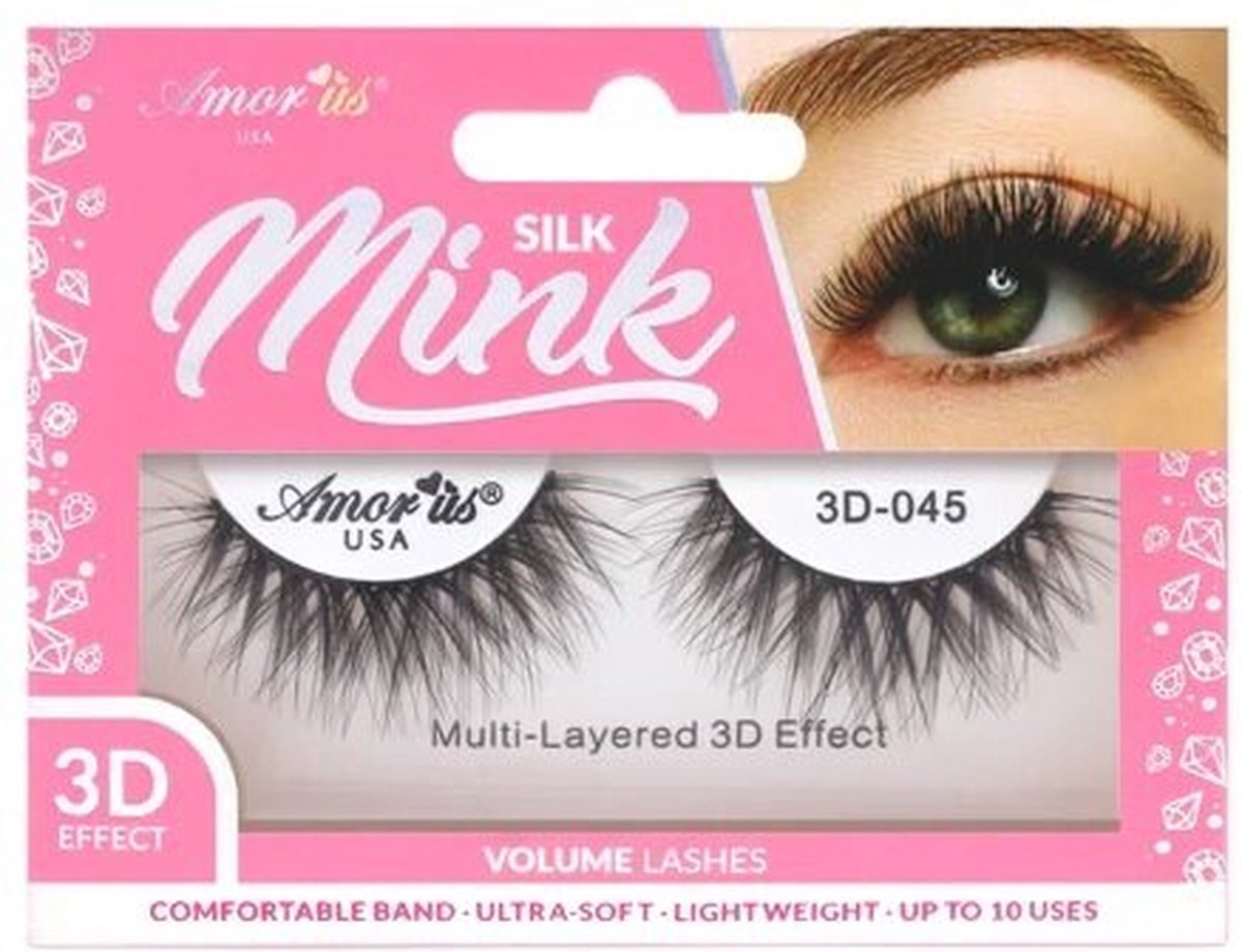 Amor Us Cosmetics - 3D - Silk Mink - VOLUME - Lashes - 3D.045 - Nepwimpers - 20mm - 10 g
