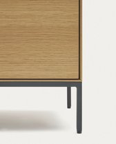 Kave Home - Vedrana TV-meubel met 3 laden in eikenfineer met stalen poten, 195 x 55 cm