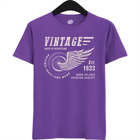 A Vintage Motorcycle Addict Est 1993 | Retro Verjaardag Motor Cadeau Shirt - T-Shirt - Unisex - Dark Purple - Maat M
