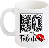 Koffie beker 50 jaar - fabulous - geweldig -verjaardag - sarah