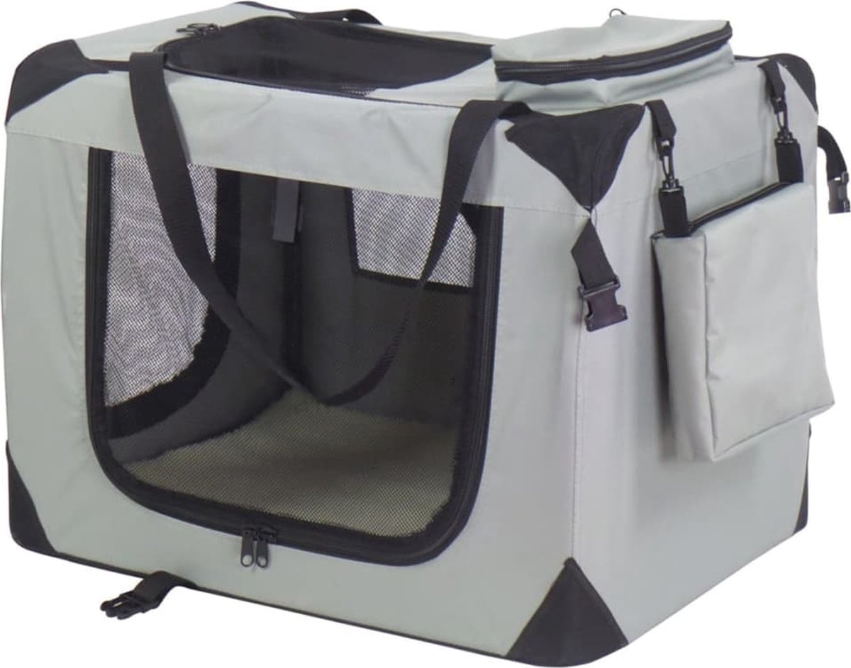 Reismand dogcrate nylon grijs 82x58x58 cm