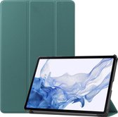 Hoes Geschikt voor Samsung Galaxy Tab S9 Hoes Book Case Hoesje Trifold Cover Met Uitsparing Geschikt voor S Pen - Hoesje Geschikt voor Samsung Tab S9 Hoesje Bookcase - Groen