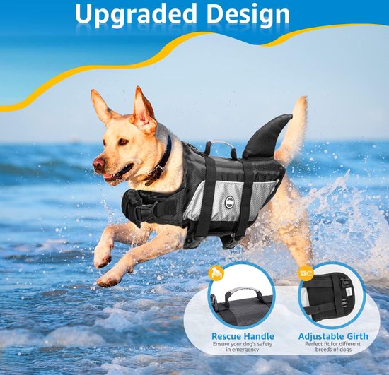 Dog Life Jacket, Adjustable Dog Life Jacket with Rescue Handle and