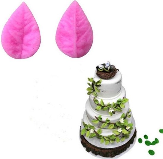 Foto: Blaadje mal fondant bladeren versiering set van 2