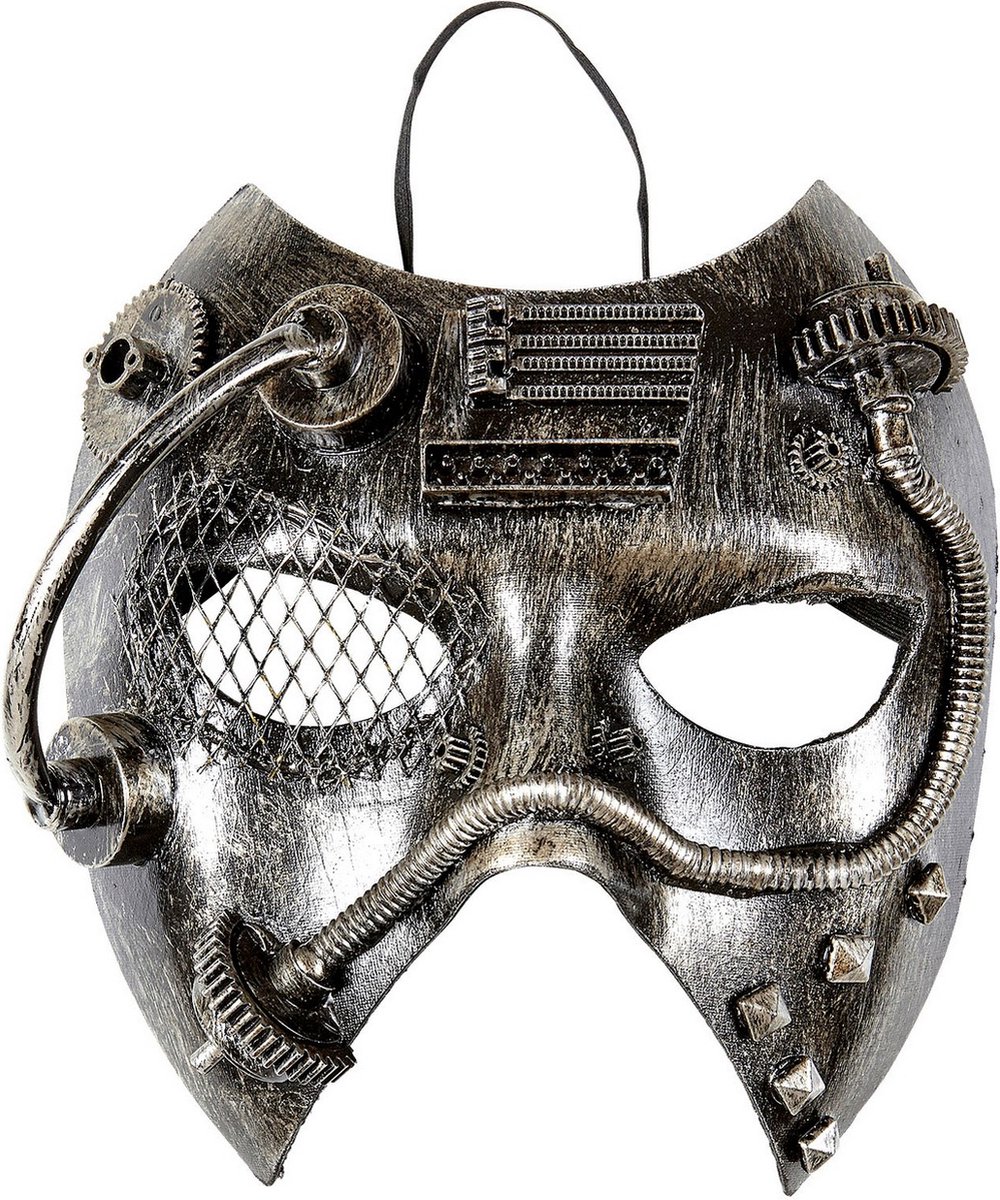 Steampunk masker zwart zilver