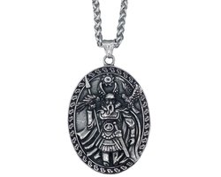 Viking Ketting - Odin Met Raven Huginn & Muninn– Edelstaal - L 60 cm, B 3 mm - Hanger 6 x 4.2 cm