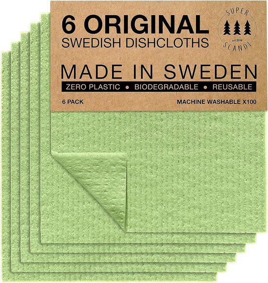 Wettex De originele Zweedse vaatdoeken voor keuken 10 Pack Super Absorberende Sponzen Keuken Vaatdoek - Vervang papieren handdoeken - Moderne Limited Edition