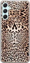 Leuke Telefoonhoesjes - Hoesje geschikt voor Samsung Galaxy A34 - Animal print - Soft case - TPU - Luipaardprint - Bruin