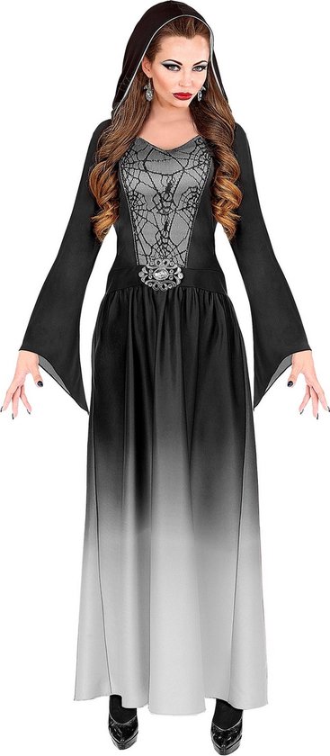 Widmann - Gotisch Kostuum - Gotische Meesteres Van De Nacht - Vrouw - Zwart, Grijs - XL - Halloween - Verkleedkleding